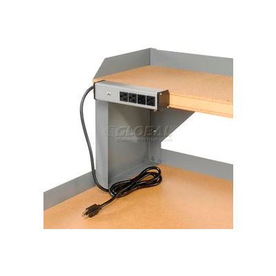 Built-Rite Power Strip W/ 4 Outlets, 16"W, Gray