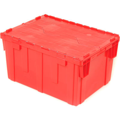 Global Industrial Plastic Attached Lid Shipping & Storage Container 28-1/8x20-3/4x15-5/8 Red