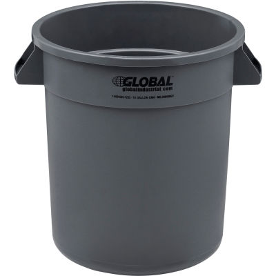 Poubelle en plastique ™ industrielle mondiale - 10 gallons, gris