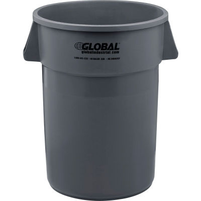 Global Industrial™ Poubelle en plastique, 44 gallons, gris