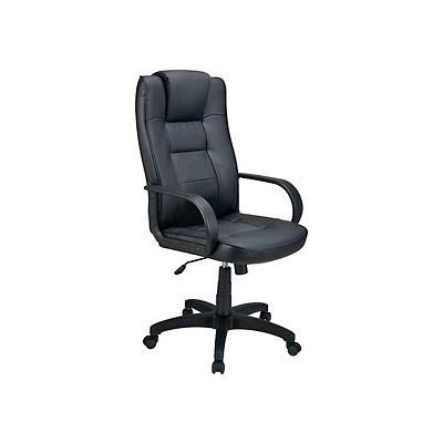 Interion® Executive Office Chair with Headrest - Breathable Leather - High Back - Black