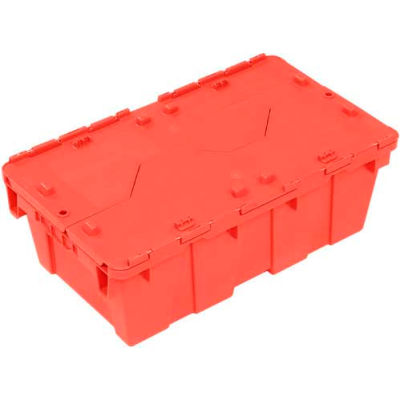 Global Industrial™ Plastic Attached Lid Shipping and Storage Container 19-5/8x11-7/8x7 Rouge