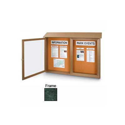 United Visual produits Double porte extérieure Message Center - 45 po l x 30 po H - Des bois vert
