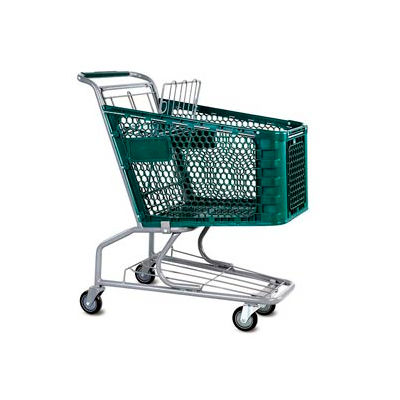 VersaCart® Green Plastic Shopping Cart 3.5 Cu. Foot Capacity 102-085-DGN-BH
