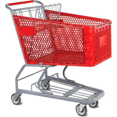 VersaCart® Red Plastic Shopping Cart 6.3 Cu. Foot Capacity 102-165-RED-BH