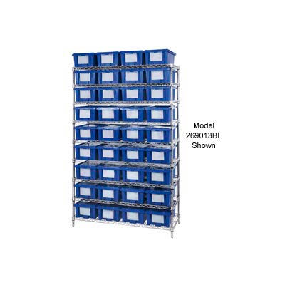 Global Industrial™ Chrome Wire Shelving With 24 9"H Nest - Stack Shipping Totes Blue, 48x18x74