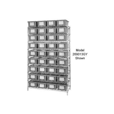 Global Industrial Chrome Wire Shelving With 12 10"H Nest & Stack Shipping Totes Gray, 72x24x63