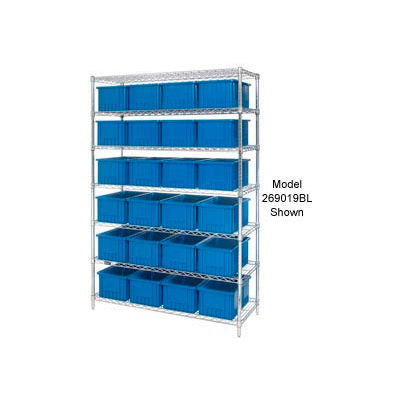 Global Industrial™ Chrome Wire Shelving With 36 6"H Grid Container Blue, 48x18x74