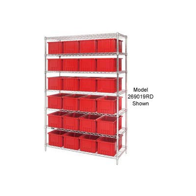 Global Industrial™ Chrome Wire Shelving With 36 3"H Grid Container Red, 60x24x63