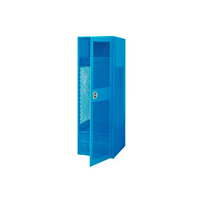 Global Industrial™ 1 Door Security Gear Locker w / Footlocker, 24 « Lx18"Dx72"H, bleu, tout soudé