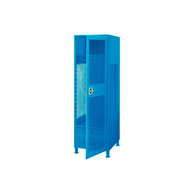 Global Industrial™ 1 Door Security Locker w / Footlocker & Legs, 24"Lx24"Dx76"H, bleu, entièrement soudé