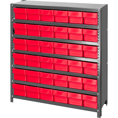 Quantum CL1239-601 fermé Euro tiroir étagère - 36 x 12 x 39 - 36 euro tiroirs rouge