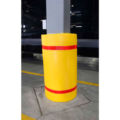 Protecteur de colonne, nylon souple, 44 po H x 36 po l, couverture jaune, rubans rouges