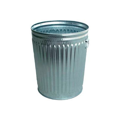 Witt Industries Outdoor Galvanized Steel Corrosion Resistant Trash Can, 24 Gallon, Silver
