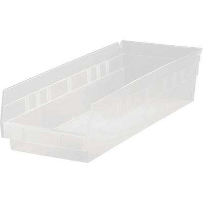 Plastic Nesting Storage Shelf Bin QSB110CL 11-1/8"W x 17-7/8"L x 4"H Clear - Qté par paquet : 8