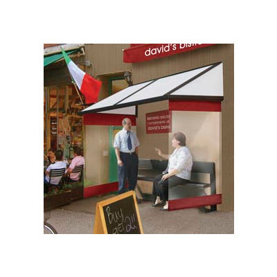 Vinyl Side Wall Curtain Set Red For Smoking and Sidewalk Shelter