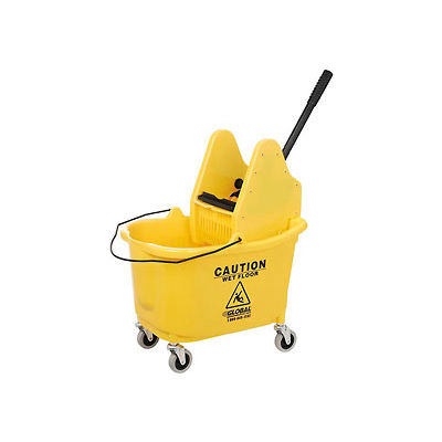 Global Industrial™ Mop Bucket And Wringer Combo 38 Qt., Down Press, Jaune