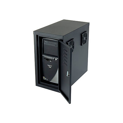 Armoire de sécurité pour ordinateur Global Industrial™ avec portes avant/arrière et 2 ventilateurs aspirants, noir