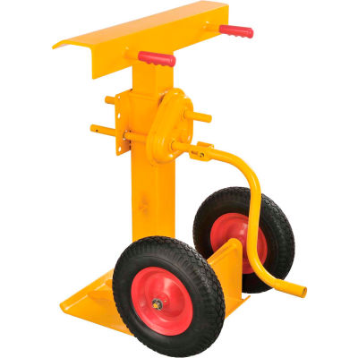 Global Industrial, Hand Crank Trailer Stand, Semi-Pneumatic Wheels, 100,000 Lb. Static Cap.