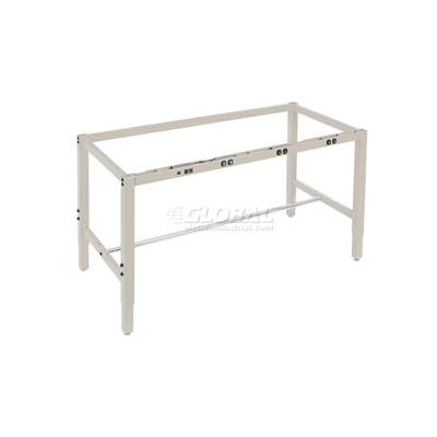 Global Industrial 72x30 Steel Square Tube Height Adj. Production Workbench, Electric Frame Tan