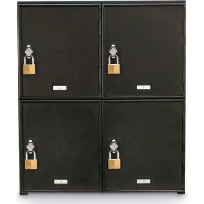 4 Doors Cell Phone Locker 22"W x 16"D x 26"H Black with Hasp Locks