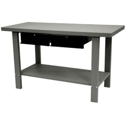 Homak Automotive Steel Workbench, 2 tiroirs, 59"W x 25-1/2"D, Gris