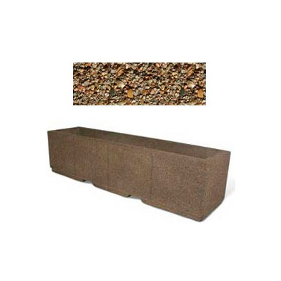 Concrete Outdoor Planter w/Forklift Knockouts, 96"Lx24"W x 24"H Rectangle Tan River Rock