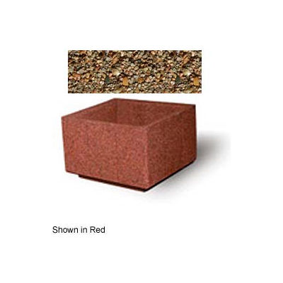 Concrete Outdoor Planter, 36" Sq. x 24" H Square Tan River Rock