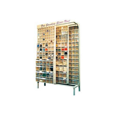 Quantum Gondola QS-304-28 Free Standing Slider System With 28 Bins Ivory