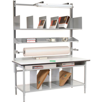 Pro-Line Complete Packing Workbench W/Power Apron, Laminate T-Mold Edge, 60"W x 30"D