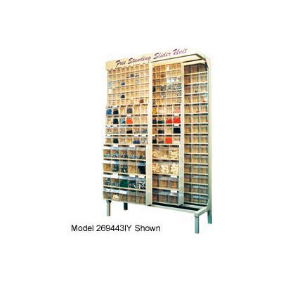 Quantum Gondola QS-569-56 Free Standing Slider System With 56 Variety Bins Gray