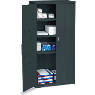 Armoire de rangement en plastique Iceberg™, 33 po L x 18 po P x 66 po H, noir, non assemblé