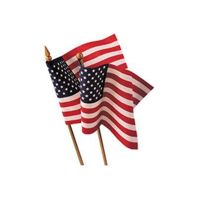 Stick à main drapeau de 12 x 18" U.S. avec Speartip or, paquet de 12