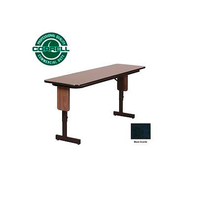 Training or Classroom Table with Folding Panel Leg Seats 3 Correll 18x72 SPA1872PX-07 Black Granite HP Laminate Height Adjustable Seminar 
