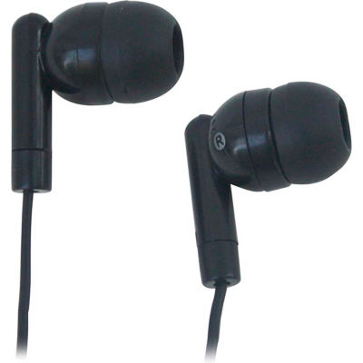 AVID® Écouteurs jetables avec conseils en silicone et cordon de 6 pieds, 3,5 mm RA Plug, Noir