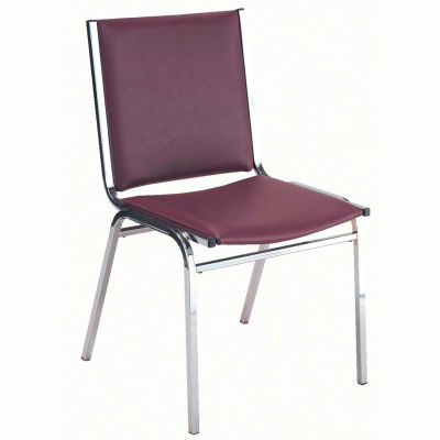 KFI Stack Chair - Armless - Vinyl - 2" thick Seat Burgundy Vinyl - Pkg Qty 4