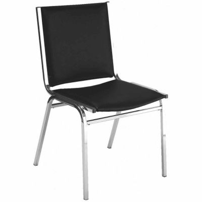 KFI Stack Chair - Armless - Vinyl - 2" thick Seat Black Vinyl - Pkg Qty 4