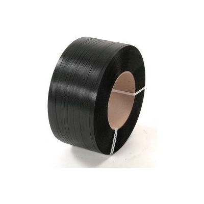 Cerclage industriel™ global en polyester, 1/2"L x 6500'L x 0,028 » d’épaisseur, Noir