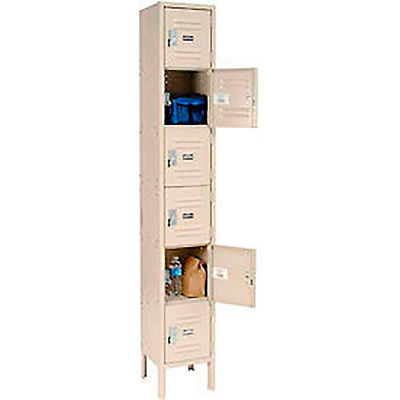 Global Industrial Six Tier 6 Door Box Locker, 12"Wx18"Dx12"H, Tan, Assembled