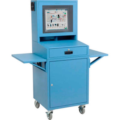 Global Industrial™ Mobile LCD Computer Cabinet, Ensemble complet, Bleu