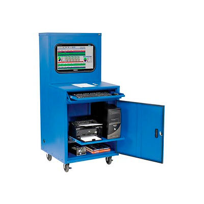 Global Industrial™ Mobile Heavy-Duty LCD Computer Cabinet, bleu, non assemblé