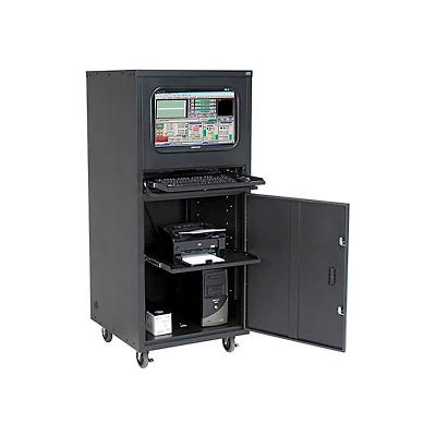 Global Industrial™ Mobile Heavy-Duty Computer Cabinet, Noir, Non assemblé