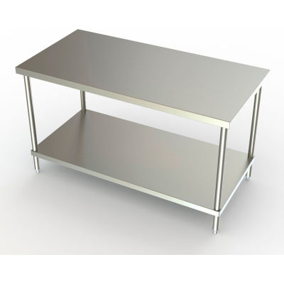 Aero Manufacturing 304 Table en acier inoxydable, 60 x 30 », Tablette inférieure réglable, calibre 18