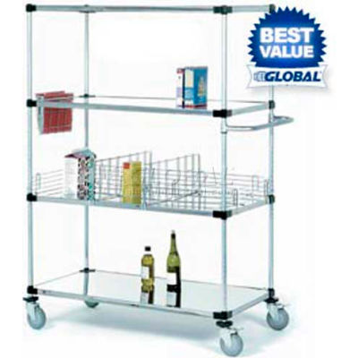 Nexel® Stainless Steel Shelf Truck w/Brakes, 1200 lb. Capacity, 48"L x 18"W x 80"H
