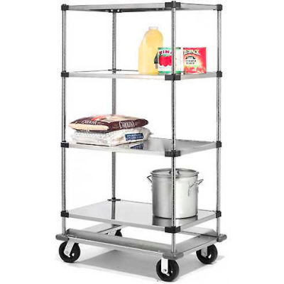 Nexel® Stainless Steel Shelf Truck w/Dolly Base, 1600 lb. Capacity, 48"L x 18"W x 70"H