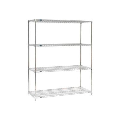 Nexel® Stainless Steel, 4 Tier, Wire Shelving Starter Unit, 60"W x 24"D x 86"H