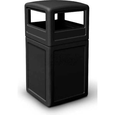 PolyTec™ conteneur à déchets carré avec couvercle dôme, noir, 42 gallons