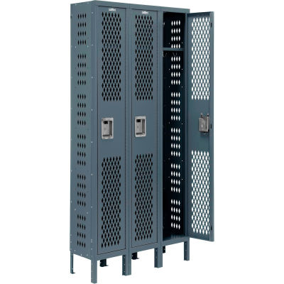 Global Industrial™ Infinity® 1-Tier 3 Door Ventilated Locker, 12"Wx12"Dx72"H, Assembled