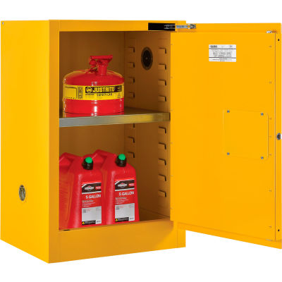 Global Industrial™ Inflammable Cabinet, Self Close Single Door, 12 Gallon, 23"Wx19"Dx35"H