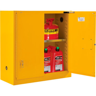 Global Industrial™ Inflammable Cabinet, Self Close Double Door, 30 Gallon, 43"Wx18"Dx44"H